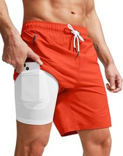 Men's Quick Dry Swim Trunks with Compression Liner Zipper Pockets UPF 50 