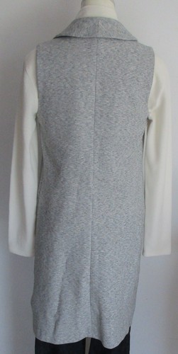 TopShop Long Vest Women Size 4 Heather Gray Jersey Sleeveless Jacket Pockets - Picture 5 of 6