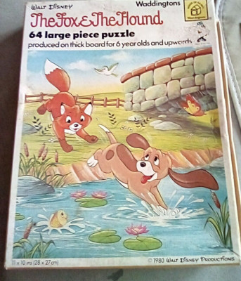 Disney Vintage Puzzle Der Fuchs und der Hund datiert 1980 komplett 64 große Teile