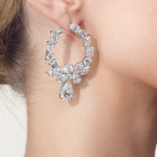 Multi Shape Diamond Earrings 15 Carat Lab Created Hoops Womens 14k White Gold