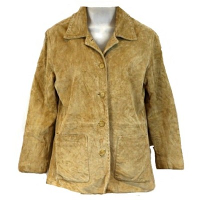 Eddie Bauer Petite XS Leather Jacket Cottagecore Vintage Natural