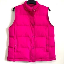 Gap Fuchsia Pink Down Filler snap buttons sleeveless quilted puffer vests