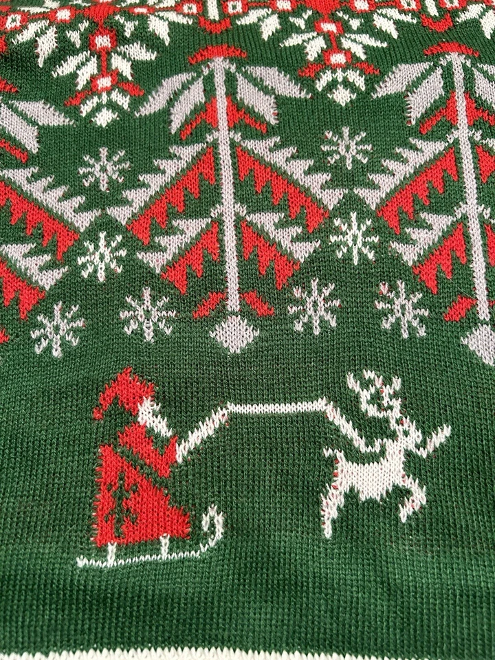 My Christmas Party Sweater Vest Ugly Adult Medium Green Pullover V-neck Nordic - Image 3 of 4