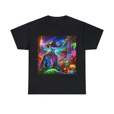 Unisex Adult T Shirt Alien Cowboy Neon Jungle Psychedelic Rave Streetwear Weird
