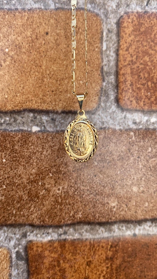 Ожерелье полностью желтое Virgen de Guadalupe 20 дюймов для женщин цепочка Valentino подарок крошечное - Изображение 4 из 4