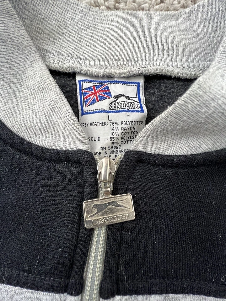 Moletom Slazinger Golf Vintage Cinza Preto Zíper Completo Grande - Imagem 2 de 4