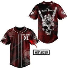Best Best new Custom Five Finger Death Punch Rock Band Baseball Jersey