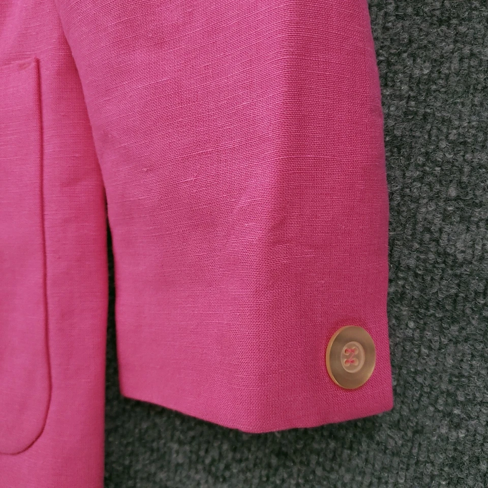 Blazer Giorgio Sant Angelo Mujer 12 Rosa Mezcla de Lino Chaqueta Traje Manga Larga Foto 3 de 4