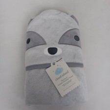 Cloud Island Raccoon Infant Hooded Towel 30x30 Off-White Oeko-Tex Baby Gift NWT