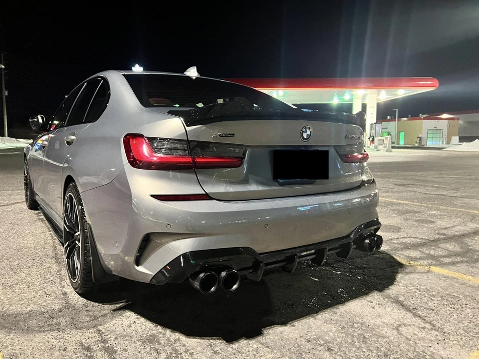 BMW G20 G21 G28 G22 G23 G26 G42 NEGRO FIBRA DE CARBONO CUÁDRUPLES PUNTAS DE ESCAPE M340i M440i Foto 4 de 4