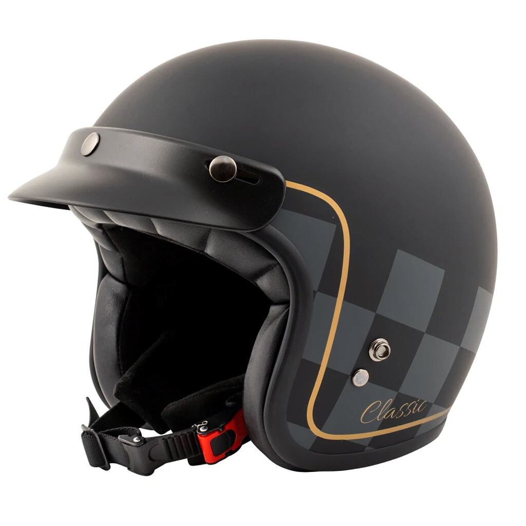 CASCO JET MOTO IN FIBRA MPH H-EASY CLASSIC NERO OPACO CUSTOM CAFE RACER HARLEY