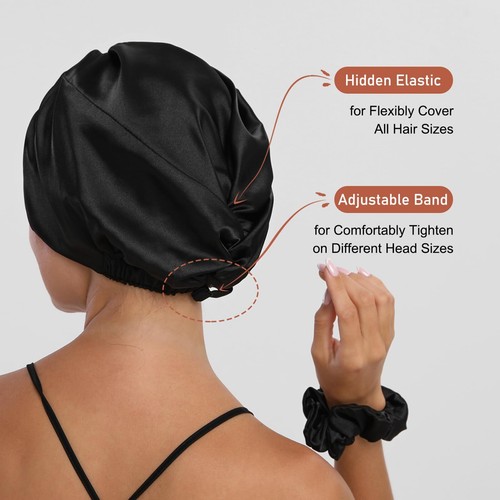 Satin Bonnet Silk Bonnet Hair Bonnet for Sleeping Large Adjustable Hair wrap ... - Picture 5 of 6