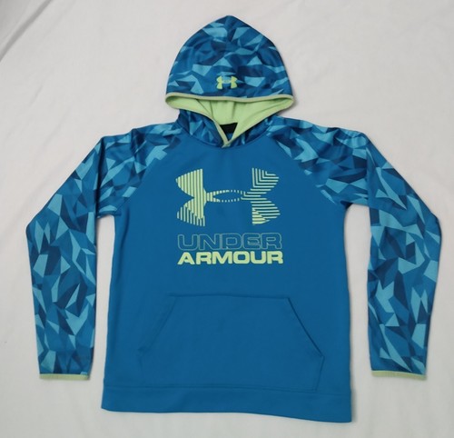 KINDER UNDER ARMOUR HOODIE GRÖSSE LARGE BLAU GRÜN POLYESTER POLARFLEECE GEFÜTTERT