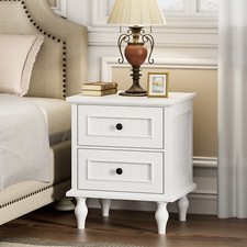 Retro Nightstand with 2 Drawers for Bedroom End Table Side Table