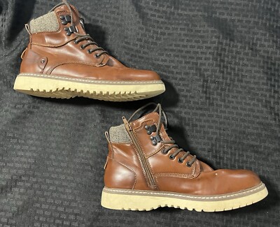 Madden Mens Brown Lace-Up Leather Boots Side Zipper Buckle Casual Chukka Size 10 Madden Men main image 4