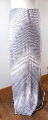 Max Studio grau weiß Streifen Chevron neutral langer Jerseyrock Maxi M UK 12