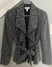 Dressbarn Women  s M Blazer Black  White Knit Thread Accent Long Sleeve