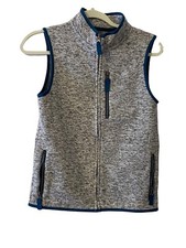 Cat Jack Boys Knit Fleece Full Zip Vest with Mock Neck Teal Gray Medium 8/10