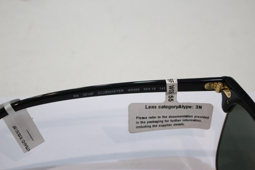 RAY BAN RB3016F W0365 clubmaster Black on Arista Sunglasses - Picture 6 of 8