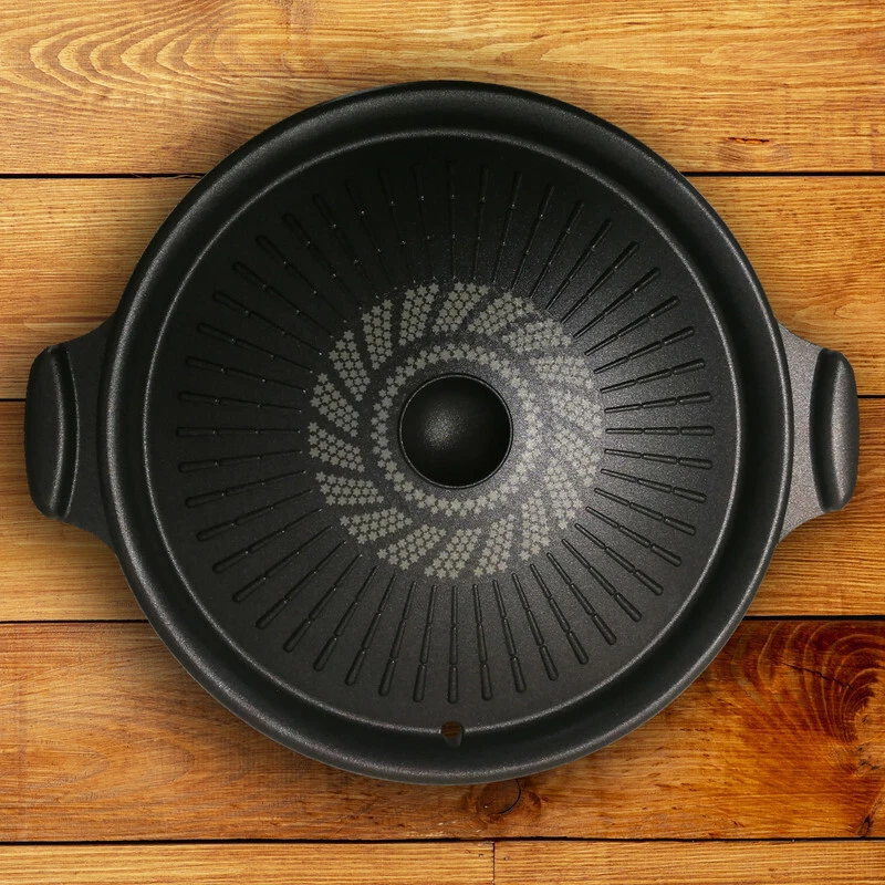 Korean Tabletop Center Raised Round Grill Pan for BBQ Bulgogi Grill