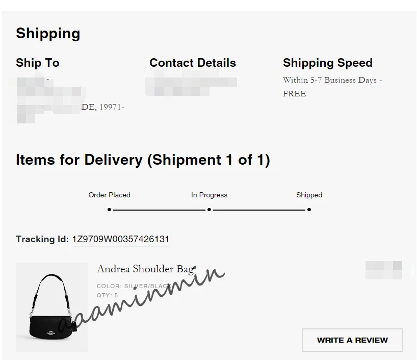 Borsa a tracolla Coach Andrea CT770 nuova con etichetta (confezione originale)