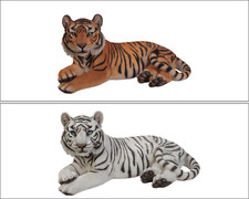 Lying Tiger Garden Statue Yellow/White Yard L...
