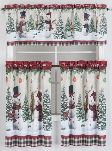 Kitchen Curtain Set 3 PC Christmas Window Decor, Ruffled Swag Valance & Tiers - Picture 46 of 54