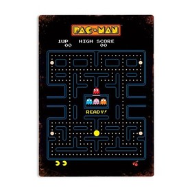 PAC MAN LABYRINTH Metal Wall Sign Retro Gaming Plaque Arcade PacMan Man Cave Nes