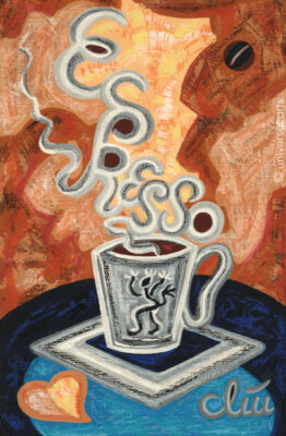 JACQUELINE DITT - Espresso  w.H. Cookie A4 DRUCK n.Gemälde Keks in Herzform