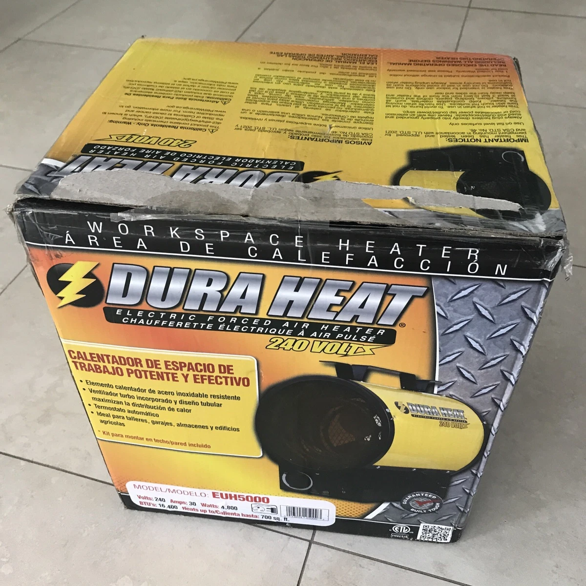 New Dura Heat EUH5000 Electric Forced Air Heater, 240 Volts, 16,400 BTU's |  eBay