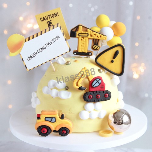 Cute Excavator Truck Soft Polymer Clay Cake Topper Boys Birthday Party Decor - Picture 7 of 17