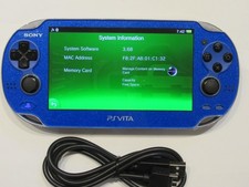 SONY OLED PSVita 1000 PCH1000 Sapphire Blue WIFI, 128GB/Glass/ Great 