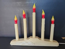 Vintage 5 Light Window Electric Candelabra Candolier Plastic Drip Flame Light