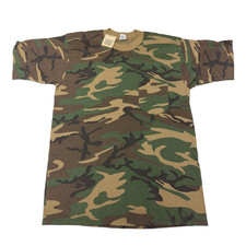 Vintage 5050 Camo Tee Mens Medium Woodland Camo Pocket Hunting Made in USA NWT