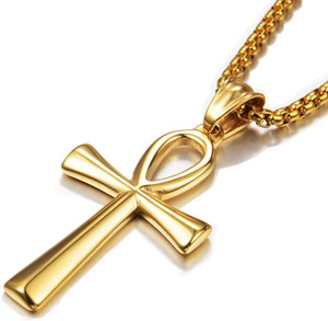 Authentic Gold Plated Ankh Pendant Cross Necklace Religious Jewelry Gifts for Men Women