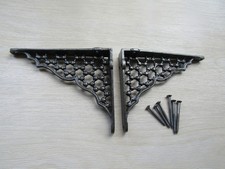 PAIR of Rustic iron shelf brackets Scaffold antique vintage 6" LATTICE old retro