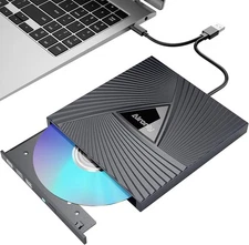 External CD/DVD Drive USB 3.0 & Type-C Portable CD Burner Reader
