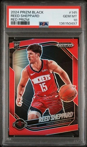 2024-25 Panini Prizm Black - Reed Sheppard, #145 Red Prizm 121/299...