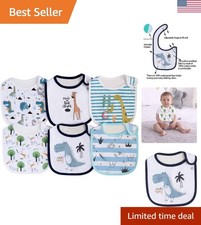 6 Pack Waterproof Cotton Baby Bibs for Girls Boys for Drooling Eating with Snaps