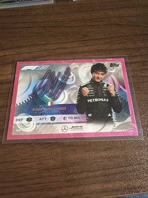 2025 topps turbo attax formula 1, Kimi Antonelli pink Autograph card #44