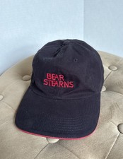 VINTAGE Bear Stearns Global Clearing Strap back Black Banker Financial Dad Hat