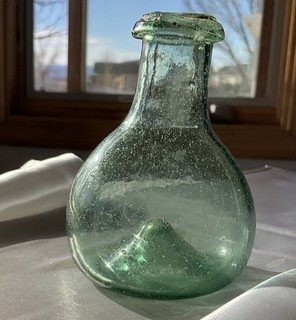 Mini Pirate Bottle Flask 1720 40 Aqua Blue 3 Inch Onion Bladder Shaped