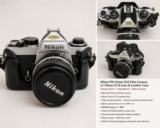 Nikon FM 35mm SLR Film Camera Manual Focus Silver/Black w/ 50mm f/1.8  Case