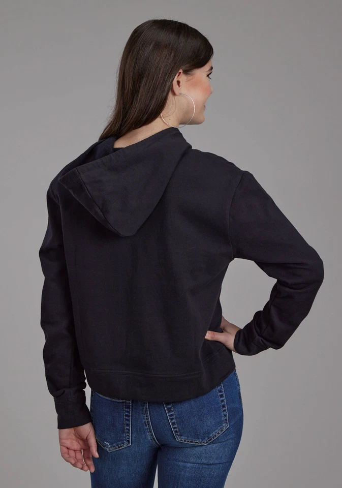Sudadera con capucha de sarga negra 100 % algodón Roper para mujer Foto 3 de 3