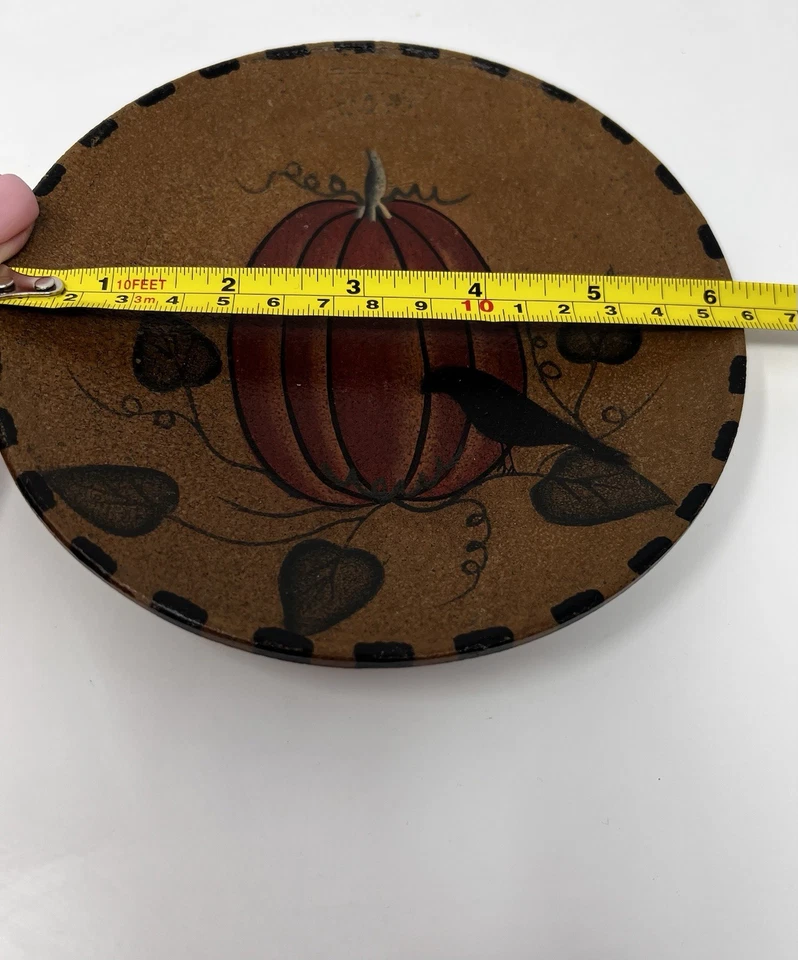 Calabaza Donna White Firmada 6" Pintada a Mano con Gorrión Primitivo Otoño Otoño Foto 4 de 4