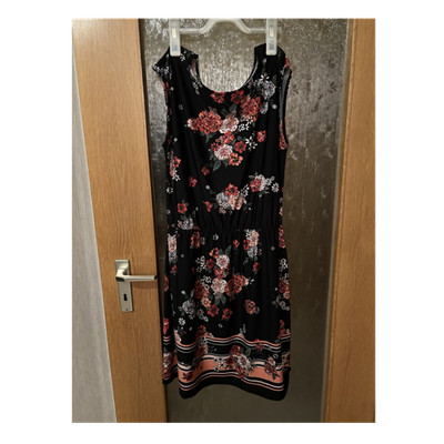Laura Torelli Collection Damenkleid S, A-Linie, Blumenmuster, ärmellos, schwarz