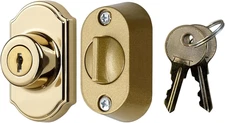 Model 703 Keyed Deadbolt for Storm and Screen Doors, Bright Brass