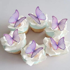 Edible Wafer Paper Butterflies Set of 48 Purple Cake Decorations, Cupcake Topper