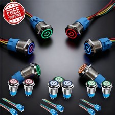 16mm/0.63'' Waterproof LATCH ON/OFF Stainless Steel Push Button Switch 12V LED