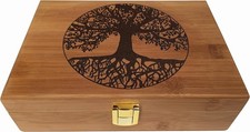 Tree of Life Keepsake Box Wooden Keepsake Box w Hinged Lid Engraved Design Box